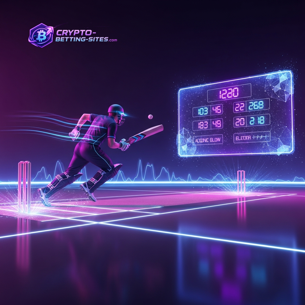 Ein futuristisches Sport-Dashboard mit holografischen Spieldaten und Live-Quoten, ideal für Krypto-Wetten auf das Spiel Kanada gegen Katar.