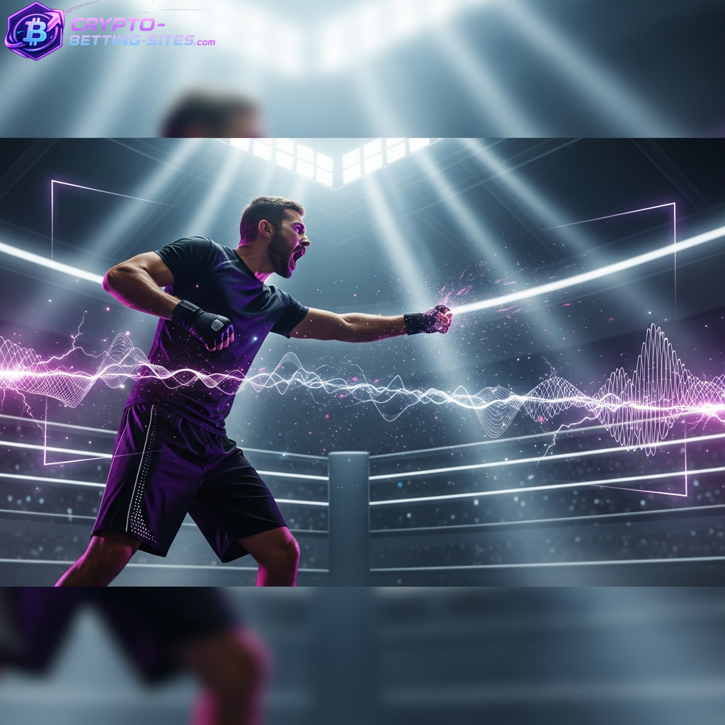 Boxer in einer futuristischen Arena bei einem kraftvollen Schlag, der die Kampfbereitschaft und die Rolle Australiens als gefährlicher Außenseiter darstellt.