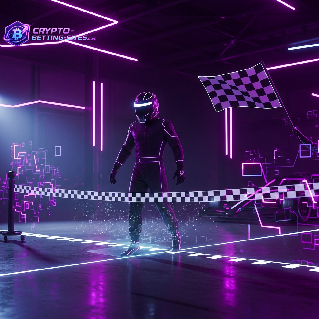 Rennfahrer in einem neonbeleuchteten Cockpit